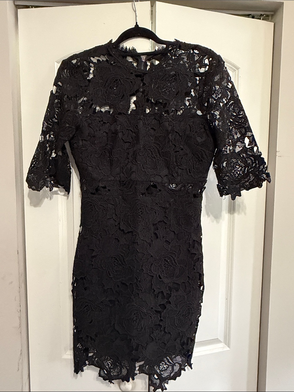 Lulu's Black Floral Lace Mini Dress